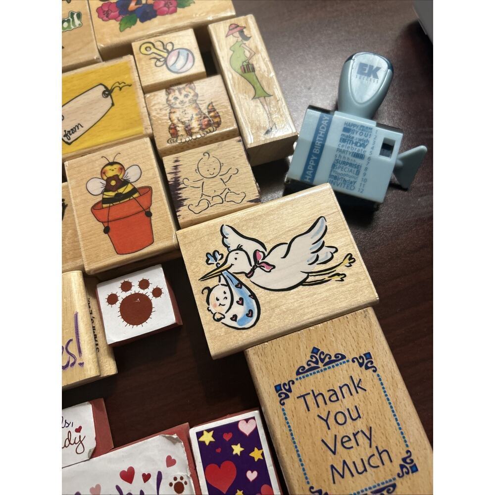 125 Rubber Stamp Lot Christmas Baby Animal Beat Flower Words Phrase Vtg Scooby - Picture 6 of 16
